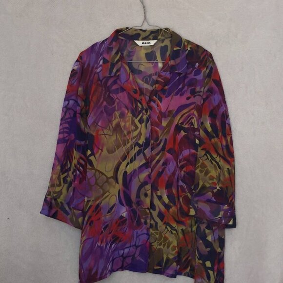 Alia Multicolour Floral Button Down Blouse - Picture 1 of 3